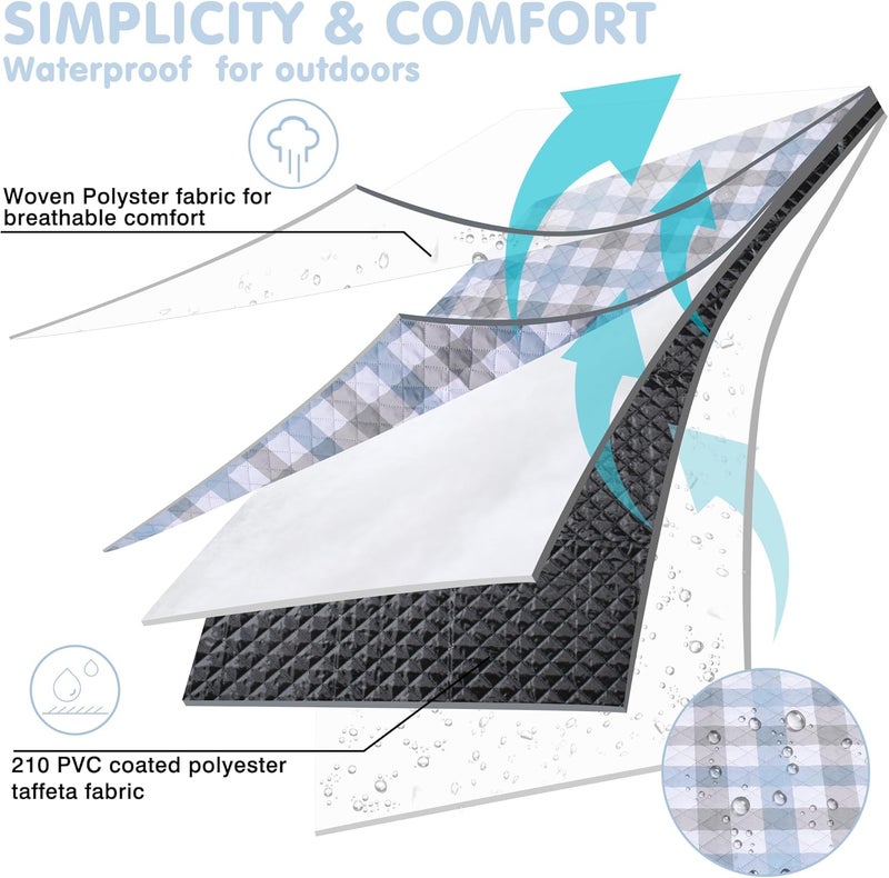 HX&OD Outdoor Picnic Blanket, Extra Large, 80''x60'' Waterproof Foldable Blankets Gingham Picnic Mat for Beach, Camping Grass Lawn Park Accessories Cute Couple Ideas Wedding (Coffee Color, 80”x60”) - Image 5